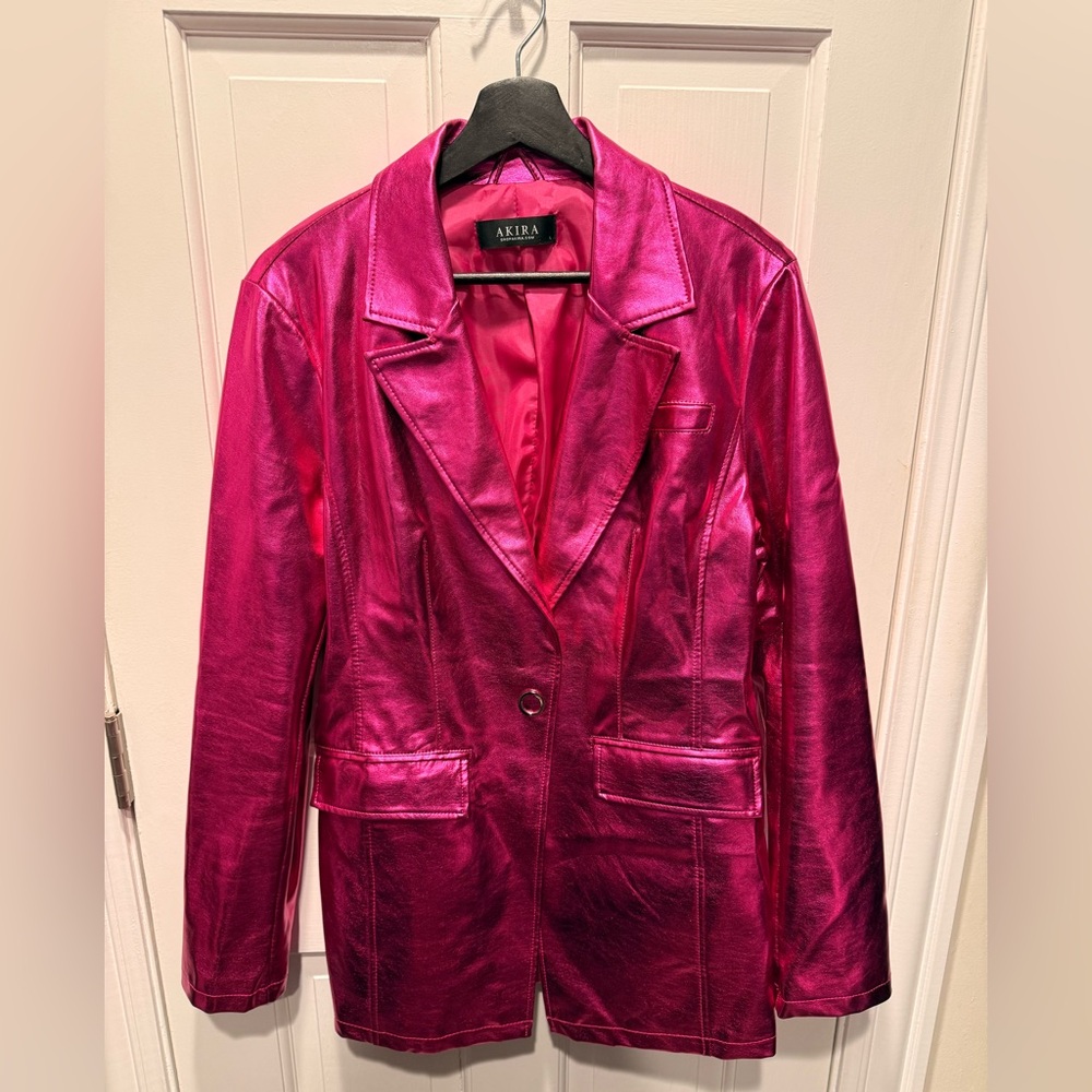 AKIRA Metallic Pink Magenta Blazer